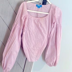 M.i.n. Jeans designer puff sleeve pink top